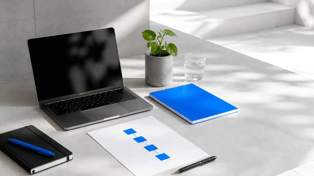Founder at a laptop composing a personalized cold email to a venture capital investor, with a structured investor list visible on a second screen