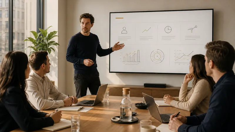 Founder reviewing a seed pitch deck on a laptop at a desk, with investor feedback notes beside it